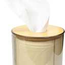 Tissue Box Cover, Bamboo Dryer Sheet Holder, Rectangular/Round Dryer Sheet Dispenser for Storage on Bathroom Vanity, Countertop, Bedroom Dresser (Round/Gray)