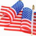 Batiyeer 500 Pcs 250th Small American Flags on Stick 4 x 6 Inch Mini American Handheld USA Flags Polyester 4th of July Decorations with Safety Golden Spear Tops for Memorial Day Independence Day