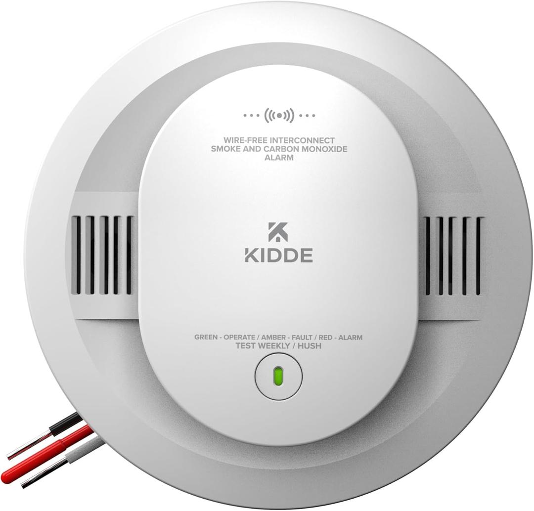 Kidde Smoke and Carbon Monoxide Detector, Hardwired with AA Battery Backup, Wire-Free Interconnect, Voice Alerts, LED Status Light, 85 dB Alarm, 5-inches, 30CUAR-VRF, EXP: 10 Years After Installation