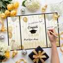3 x Black & Gold Pearl Graduation Guest Book 2026 Signature Edition for Graduation Celebration Party Supplies
