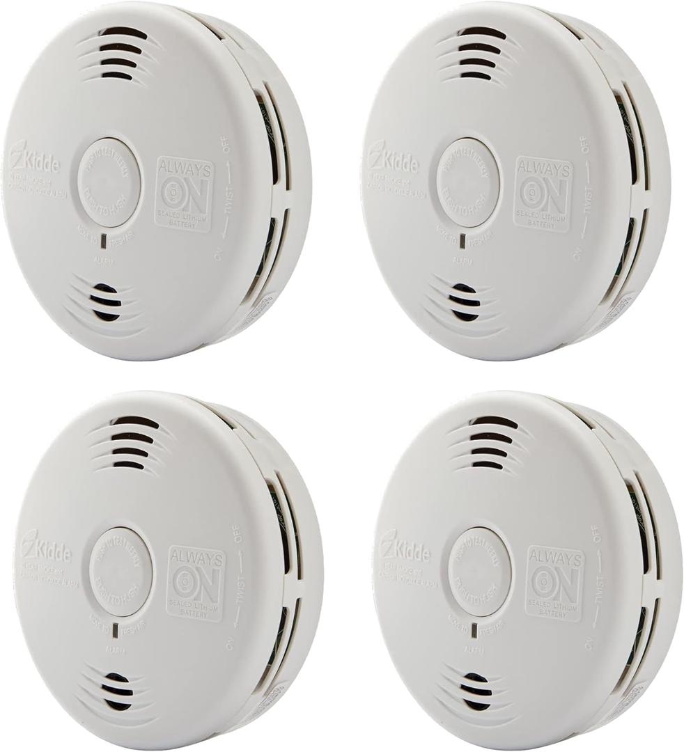 Kidde Smoke & Carbon Monoxide Detector Combo, 10-Year Battery, Replacement Alert, 4 Count (Pack of 1)