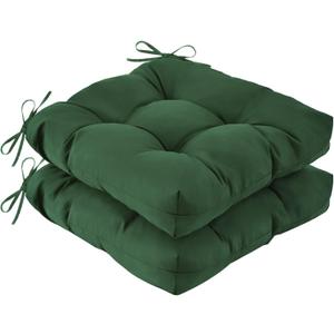 IASEAHK Outdoor Chair Cushions Set of 2, 19" x 19" x 5", Waterproof Outdoor Seat Cushions for Patio Furniture, Fade-Resistant Patio Chair Cushion, Dining Wicker Chair Pads for Porch Garden, Dark Green