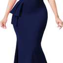 Women Evening Dress Bodycon Long Maxi Dresses Sexy Floor Length Mermaid Dress (XX-Large, Navy)