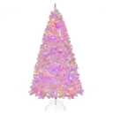 7 FT Flocked Artificial Christmas Tree Hinged with 500 LED Lights 1200 Branch Tips
