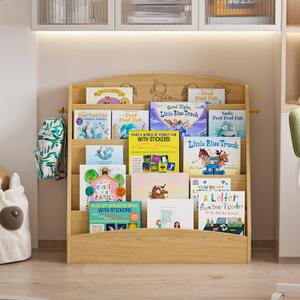 NACHES 5-Tier Kids Bookshelf - Toddler Book Display Shelves, Montessori Bookshelf for Kindergarten, Nursery, Bedrooms, Classrooms - Wooden Children Book Display (Natural)