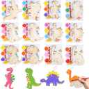 Dinosaur Party Favors for Kids  12 Pack Dino Painting Kits Wooden Keychains Arts and Crafts for Kids, Birthday Party Rerturn Gifts Goodie Bag Filler Pinata Stuffers Activities Toy Classroom Prizes
