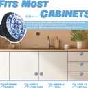 Cabinet Knobs Crystal,White Tiles Adorned with Blue Floral Swirls Mushroom Drawer Hardware Cabinet Pulls for Home Decor,Dressers,Kitchens Bathroom with Screw 4 Pack