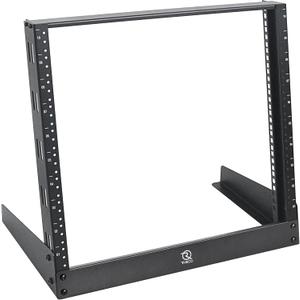 RIVECO 10U Desktop Rack for Audio & Network Devices 19 Inch 2 Post Open Frame Shelf with Reinforced Beam, Free Standing Racks for IT Server Sound AV Music Recording Equipment