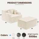 Corduroy Chaise Lounge Chair with Detachable Ottoman, Convertible Modular Reading Chaise Lounge, High-Density Foam Single Person Relaxation Chair for Living Room,Apartment,Small Spaces, 57"D x 36"W x 22"H