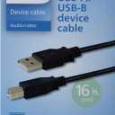 Philips USB-A to USB-B Printer Cable, 16 Ft Long Cord, Connect Laptop or Desktop, Data Transfer 480 Mbps, Gold Plated, HP, Canon, Brother, Samsung, Dell, Epson, Lexmark, Xerox, Black, SWV3173B/37