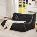 Hobestluk Bean Bag Chair Giant Bean Bag Sofa 2 Seater Bean Bag Chairs for Adults, Loveseat Floor Chair, Leather Bean Bag Chairs for Living Room Bedroom Dorm (Black, Loveseat)