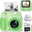 Kids Camera Instant Print, Christmas Birthday Gifts Toys for 3-10 Year Old Boys Girls, 1080P Video 20MP Toddler Digital Camera with 3 Rolls Paper & 32GB Card - Green