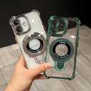 Compatible with iPhone 16 Plus Magsafe Case,Magnetic Ring Kickstand Stand and Military Grade Drop Protection for Silicone Four Corners Shockproof Case for iPhone 16 Plus -Silvery