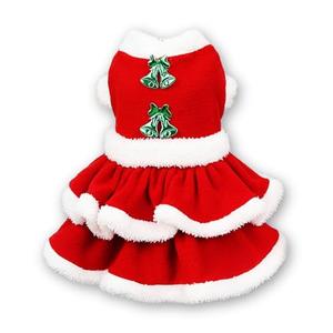 DELIFUR Cat Dog Christmas Dress- Santa Claus Puppy Velvet Skirt Christmas Outfit Dog Girls Winter Clothes for Small Medium Dogs Red (X-Large)