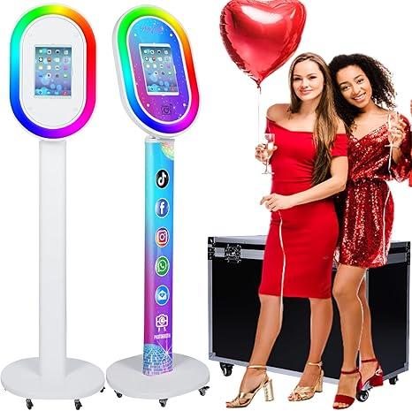 Photo Booth for iPad 10.2" 10.5" 10.9" 11" 12.9" 13" Selfie Station Shell Stand Customized Logo Photobooth Machine with Flight Case for Events Wedding Rental