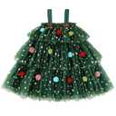 Toddler Baby Girl Christmas Tress Star Dress for Girls Sleeveless Layered Tulle Tutu Dress Winter Party Dress (US 18-24M, Green)
