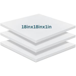 Frienda 3 Pack 1 x 18 x 18 Inch Upholstery High Density Foam Cushion Replacement Square Cut to Size Foam Couch for Chair Couches Padding Shipping Packing DIY Cosplay Projects