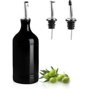 Sweejar Ceramic Olive Oil Dispenser Bottle, Opaque Oil Cruet Protects Oil to Reduce Oxidation, Suitable for Storage Oil, Vinegar, Coffee Syrups & Other Liquids, Pack of 1, 15.5 Fl Oz (Black)