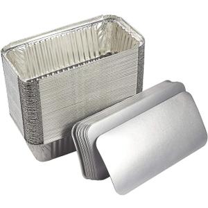 Large Aluminium Pans with Lids 8x4 In - (50 Pack) Disposable Foil Pan Food Containers - Best Tin Pans for Takeaway, Baking, Frozen & Food Storage