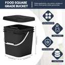 Mumufy 5 Pcs 3.5 Gallon Square Food Grade Bucket with Lid, Black