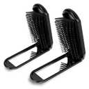 2 Pcs Foldable Hair Brush with Mirror Portable Travel Hair Brush Pocket Size Anti-static Mini Hairbrush Small Compact Massage Comb Hair Styling Tools for Women Girls Home Travel Gym Purse (Black)
