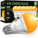 LEDERA LED Amber Light Bulbs, A19 9W(60W Equivalent) 2000K Amber Yellow LED Bulbs, E26 Base for Bedroom, Porch, Baby Nursery Room, Yard, Patio Lighting, Non-Dimmable, 6 Packs, 120VA1907W9E26