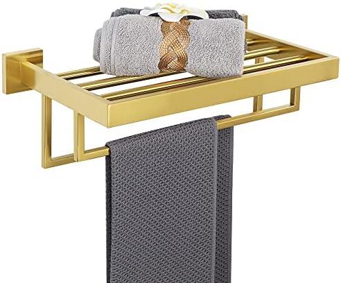 Alise 22 Inch Towel Racks for Bathroom, Towel Rack Wall Mounted with Double Towel Bars, SUS 304 Stainless Steel Towel Shelf, Heavy Duty Hand Towel Holder(Gold Finish)