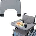 Wheelchair Tray Table - Removable Wheelchair Desk Lap Board Eating Aid for Nursing Patient, Fits Wheelchair Arms of Distance 18" - 20" (Grey)