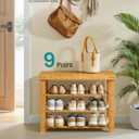 SONGMICS Shoe Rack Bench, 4 Tier Bamboo Shoe Storage Organizer, Entryway Bench, for Living Room, Bathroom, Bedroom, 11.3 x 27.6 x 20.5 Inches, Light Bamboo ULBS370YL01