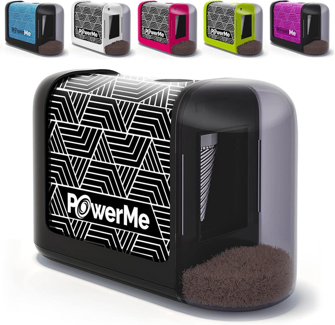 Battery-Operated Electric Pencil Sharpener for Kids, School, Home, Office - for No. 2 Pencils and Colored Pencils (Black)