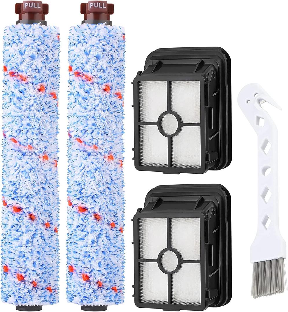 Brush Filter Replacement for Bissell CrossWave Floor and Area Rug Cleaner 3888A 2306A 1785 Serie, 2 Multi Surface Brush 1868 + 2 Filter 1866, Compare to Part 1608683,160-8683,1608684 (Blue 2 pack)