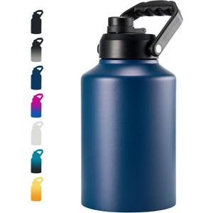 Fijinhom Insulated Gallon Jug, Large 128oz Stainless Steel Insulated Water Bottles with Handle, Double-Wall Vacuum Insulation for Construction Sites, Camping and Hiking, Blue