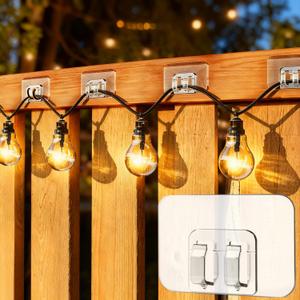 200Pcs Plastic Hooks for Outdoor String Lights Command Cable Clips Hooks Damage-Free Wall Clips for Hanging Light Strings and Cables Ideal for Christmas Decorations and Cable Accents