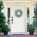 Sggvecsy Blue Daisy Wreath 24 Inch Spring Summer Fake Silk Floral Wreath with Green Eucalyptus Leaves and Lavender for Front Door Window Wall Wedding Farmhouse Festival Decor