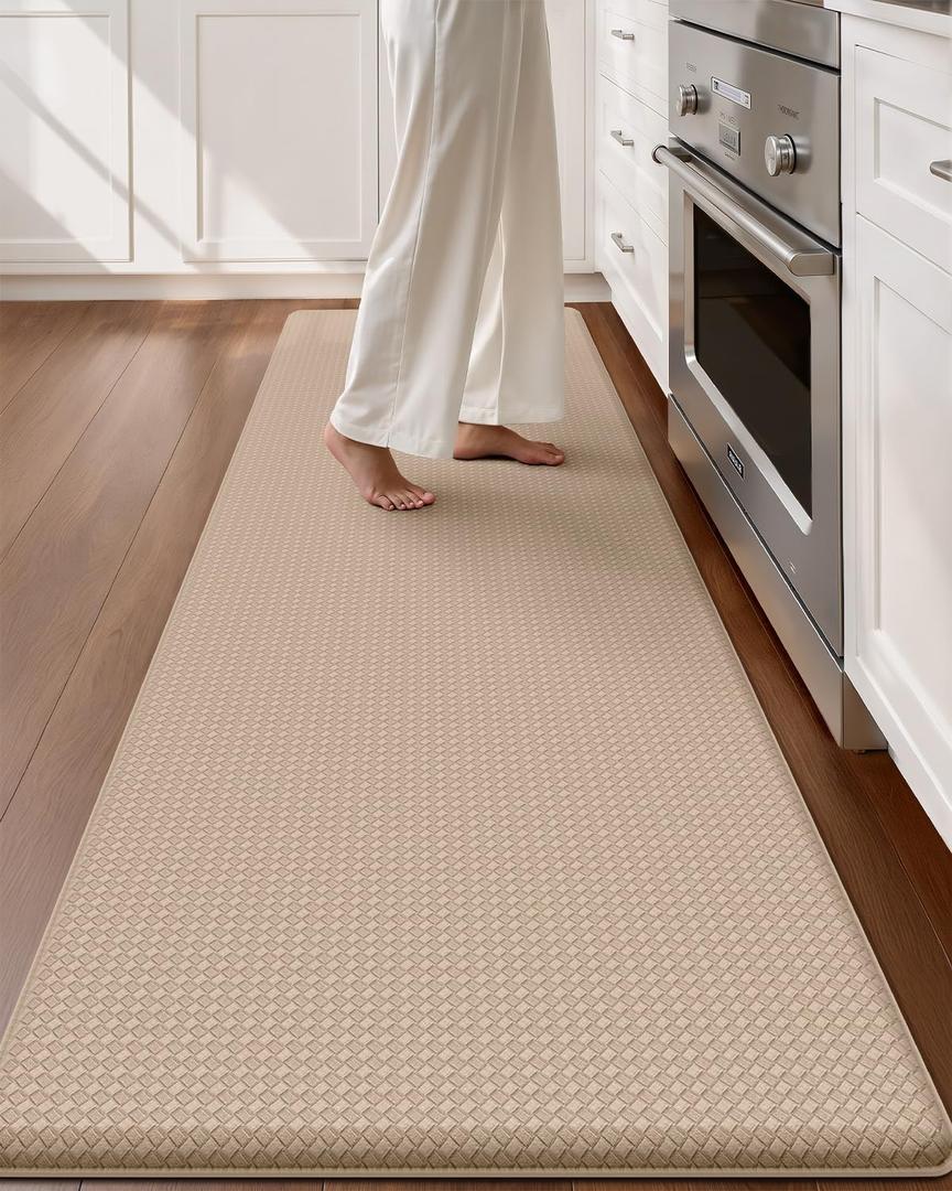 Color&Geometry Wide Kitchen Floor Mat 24x59 Anti Fatigue Easy Clean, Beige, 59"L x 24"W x 0.4"Th