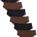 Amazon Essentials Women's Microfiber Underwear (Hipster & Thong) Pack of 6 (5X, Hipster, Black/Rich Hazel)
