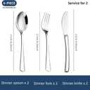 6-Piece Silverware Set Stainless Steel Flatware Set Service for 2 Includes Knives Forks Spoons Cutlery Utensil for Home Kitchen, Dishwasher Safe