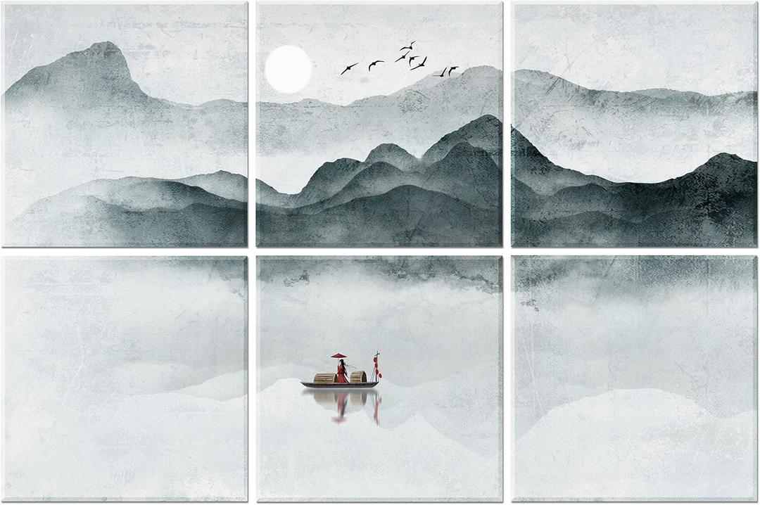 6 Pack Decorative Art Acoustic Wall Panels,Better Acoustic Treatment Than Foam, Premium Sound Absorbing And Soundproof Wall Panels For Recording Studios And Homes, 72"X48" Inch Landscape