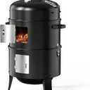 Charcoal Smoker, 3 in 1 Heavy Duty Vertical Barbecue Grill, Adjustable Air Vent, Outdoor Smoker for Backyard, Barbecues, Camping, 18" Black
