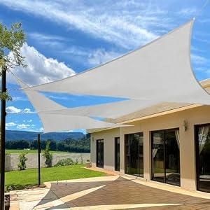 Artpuch 20'x20'x20' Sliver Grey Sun Shade Sail Curved Commercial Outdoor Shade Cover Cream Triangle Heavy Duty Permeable 185GSM Backyard Shade Cloth for Patio Garden Sandbox (We Make Custom Size)