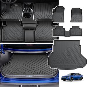 Powerty Floor Mats for Kia K4 2025 2026, All Weather TPE Custom Floor Cargo Liners Full Set Car Liners Replacement, 1st & 2nd Row