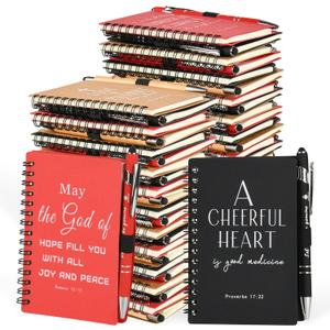 Christian Prayer Journal Spiral Notebooks Bulk with Pens - Small Notepads (4.13x5.43) - Mothers Day Gifts for Women ,Church Members & Bible Study Groups (30 sets multicolor)