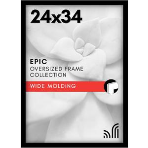 Americanflat 24x34 Poster Frame with Polished Plexiglass - Black Picture Frame - Wide Photo Frames Made of Engineered Wood for Vertical or Horizontal Wall Display - Epic Collection - Black