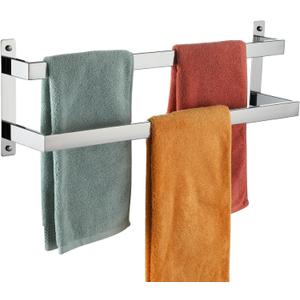 KOKOSIRI Towel Bars Bath Towel Holders 24 Inches Chrome Bathroom 2-Tiers Ladder Towel Rails Wall Mounted Towels Shelves Rack Polished Stainless Steel, B5008CH-L24