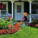 YEAHOME Garden Decor for Outside, 2 Pack 37“ Metal Butterfly Garden Stakes, Spring Wall Decor, Colorful Look & Personalities Flowers Yard Art for Outdoor Lawn Backyard Porch Patio Home Decorations