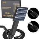 18/8 Stainless Steel Handheld Shower Head, KES High Pressure Rain Shower & Built-in Power Wash with Patented Auto-Reset Design, 70" Long Hose & Adjustable Brass Joint Holder, Matte Black DP300F18-BK