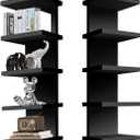5 Tier Wall Shelf Unit, Decorative Wall Mount Vertical Shelving, Smooth Laminate Finish, Floating Storage Home Decor Organizer Tall Tower Design Utility Shelf for Bedroom Living Room (Black)