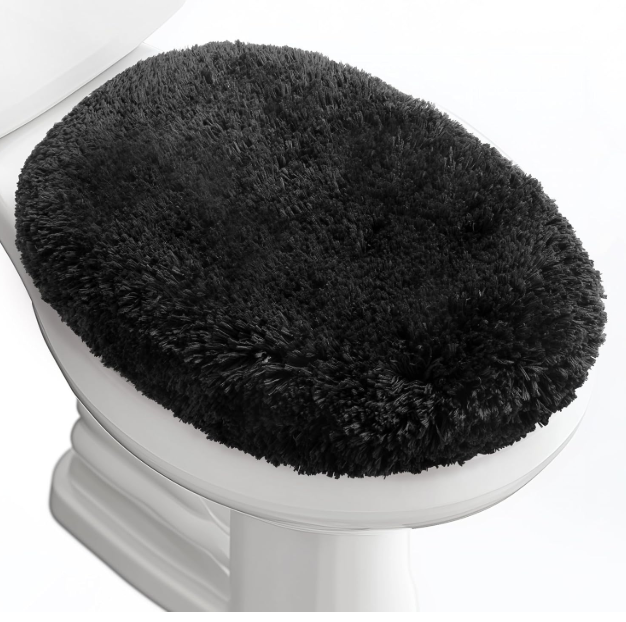 Baahrnom Luxury Soft Microfiber Toilet Lid Cover Machine Washable Solid Toilet Seat Cover 17.5" x 15" Adjustable Rubber Backing Fits Most 1617.5" L x 1416" W Round Oblong and Elongated Toilet Seat