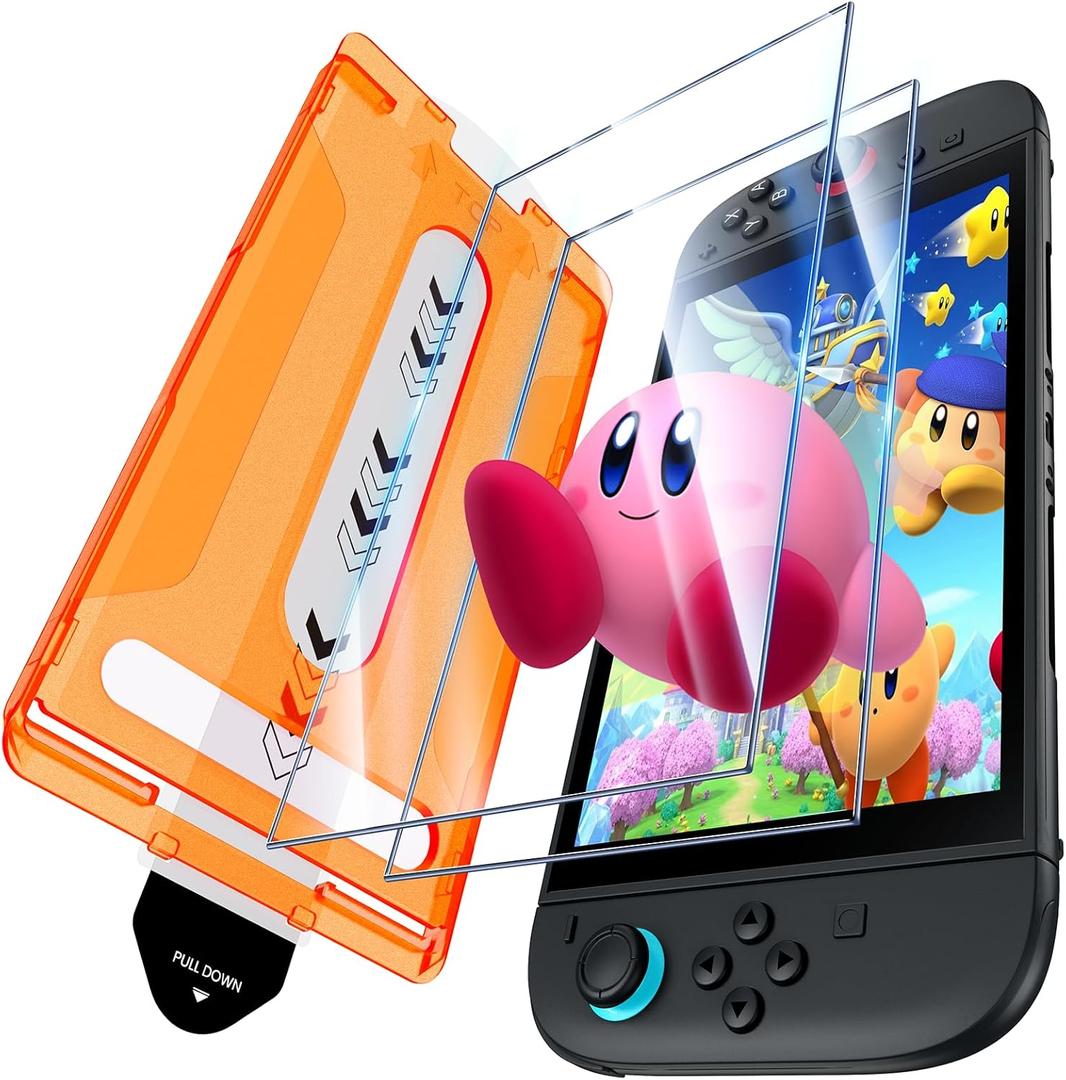 UniqueMe for Nintendo Switch 2 Screen Protector 2025-7.9 inch NS2 screen [Easy Installation Kit] Military Grade Shatterproof 9H Tempered Glass for Switch 2 Screen Case Friendly - 2 Pack