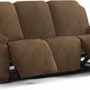 Stretch Recliner Sofa Cover - 5 Pieces Plush Fabric Slipcovers & Durable Furniture Protector for Reclining Couch, Ideal for Kids and Pets (3 Seater, Chocolate)